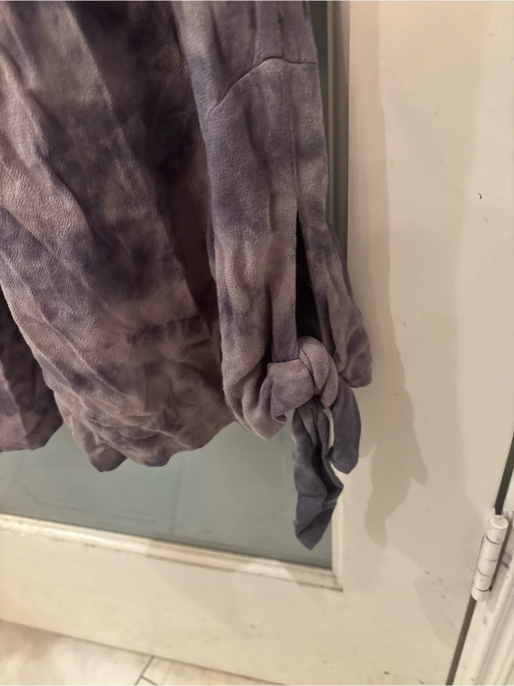 Free People Tie-Dye Velvet Curtain Panel in Gray and Blue with Tie-Back